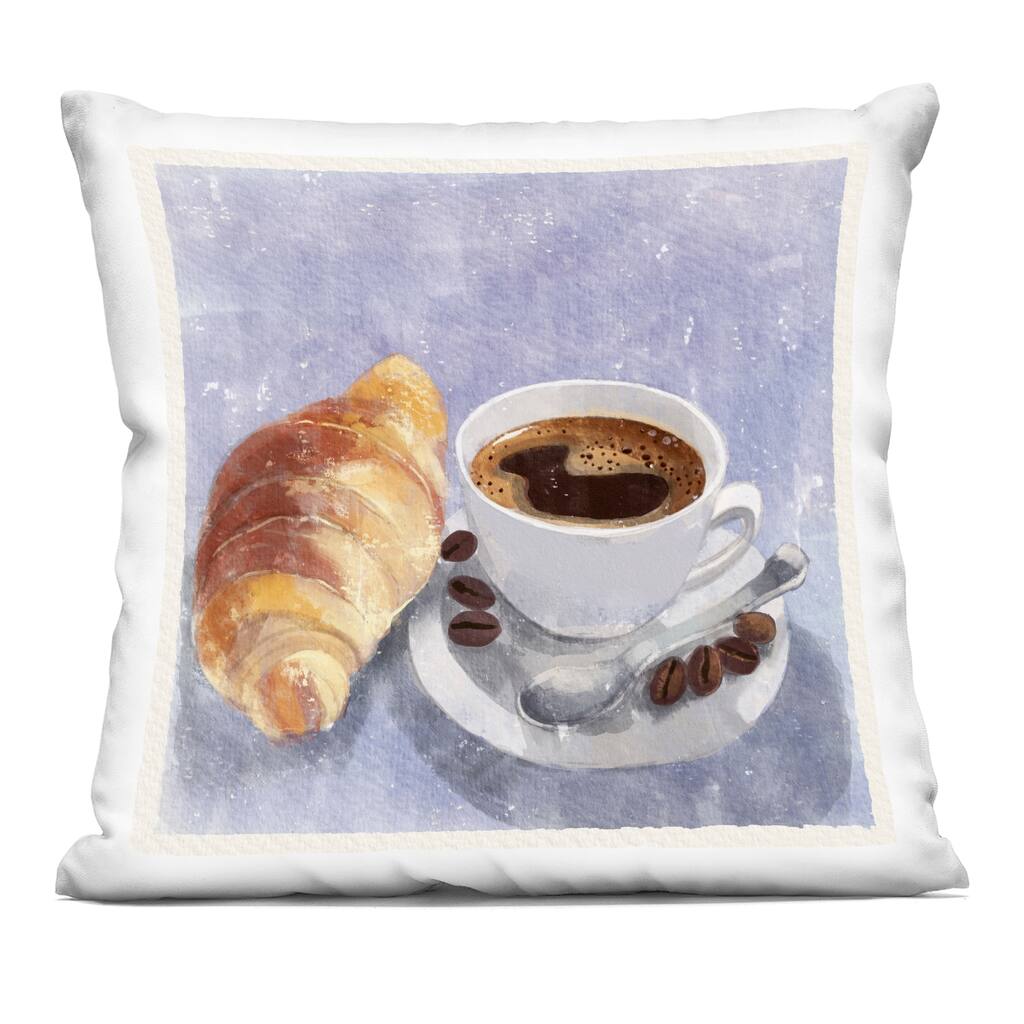 Stupell Morning Coffee & Croissant Decorative Printed Throw Pillow Design by Juliet Rose Philips