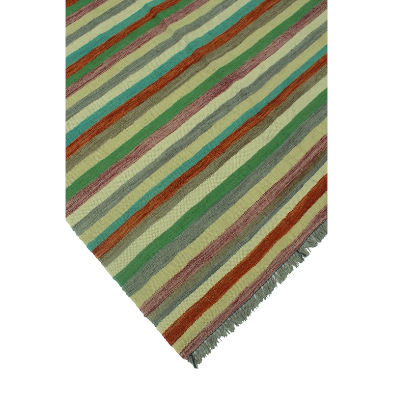 Noori Rug Winchester Flatweave Obi Rust/Green Rug - 3'11" x 5'10"