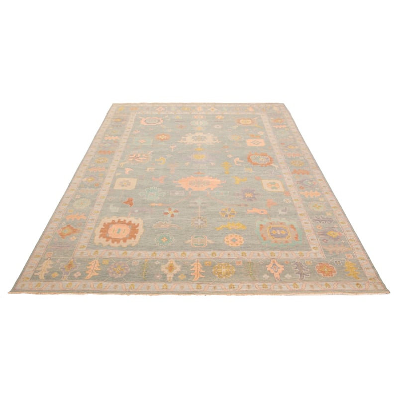 ECARPETGALLERY Hand-knotted Modern Oushak Grey Wool Rug - 9'11 x 13'8