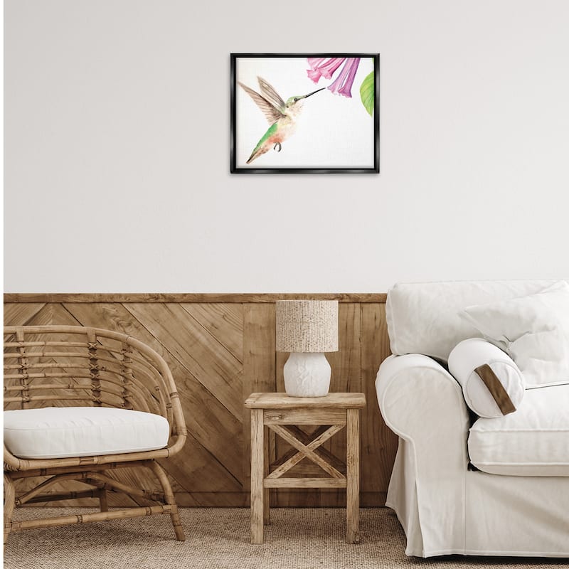 Stupell Hummingbird & Bluebell Flower Framed Floater Canvas Wall Art Design By Stephanie Fielden