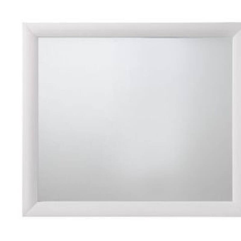 HomeRoots 35" White Square Wood Framed Mounted Dresser Mirror - 39' X '35' X '1