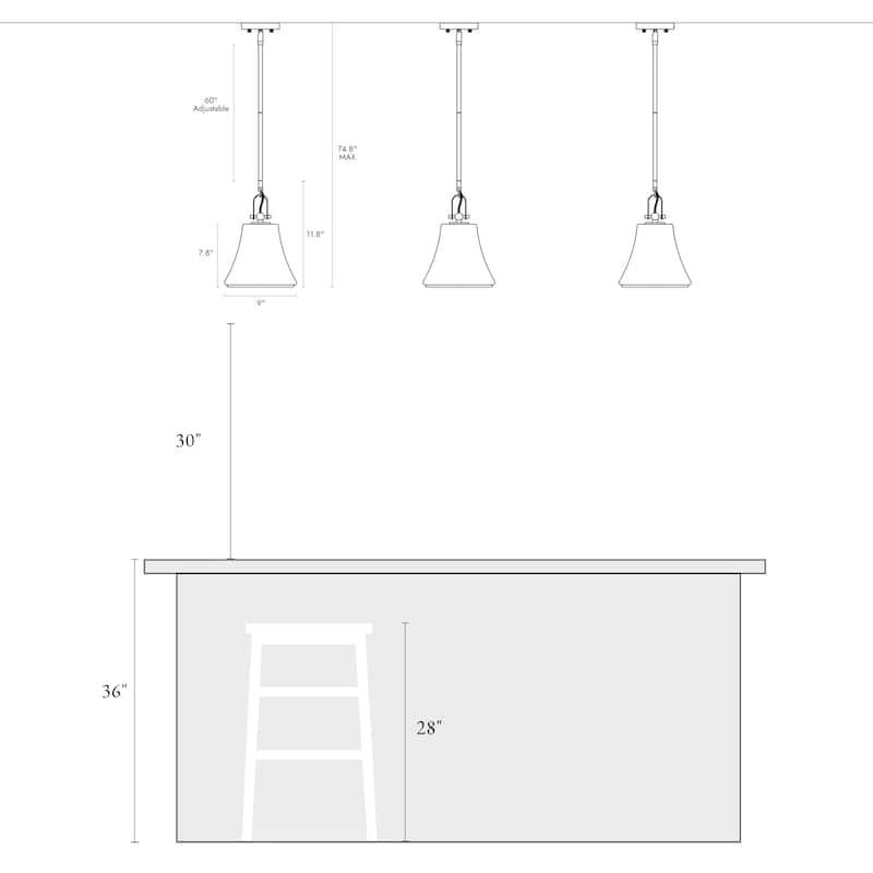 Modern Chic 1-light Large Pendant Gold Brass Finish Kitchen Island Light with Clear Glass Shade for Dining Room - 9 " × 11.8 "