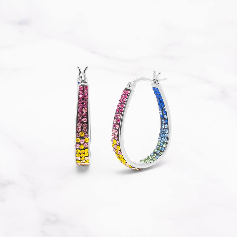 Victoria Townsend Inside Out Multicolored Crystal Hoop Earrings