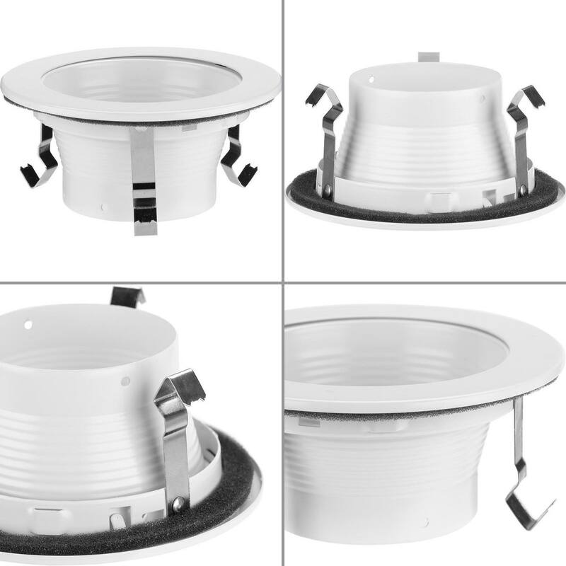 4 in. Satin White Recessed Step Baffle Trim for 4 in. Housing - Medium