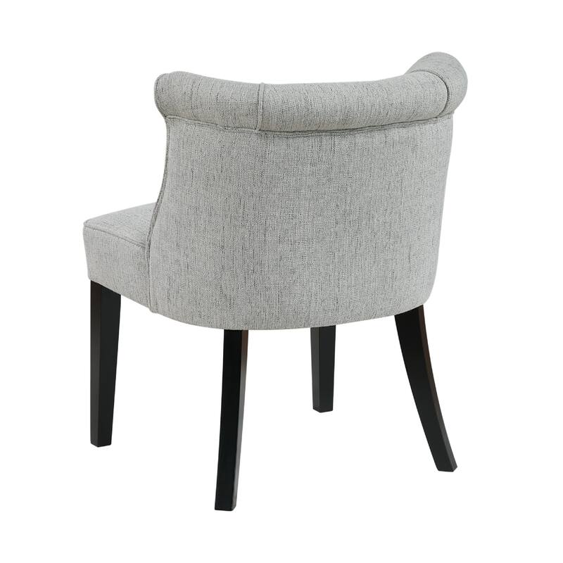 Vasu Accent Chair, Vertical Accents on Curved Back, Gray Polyester