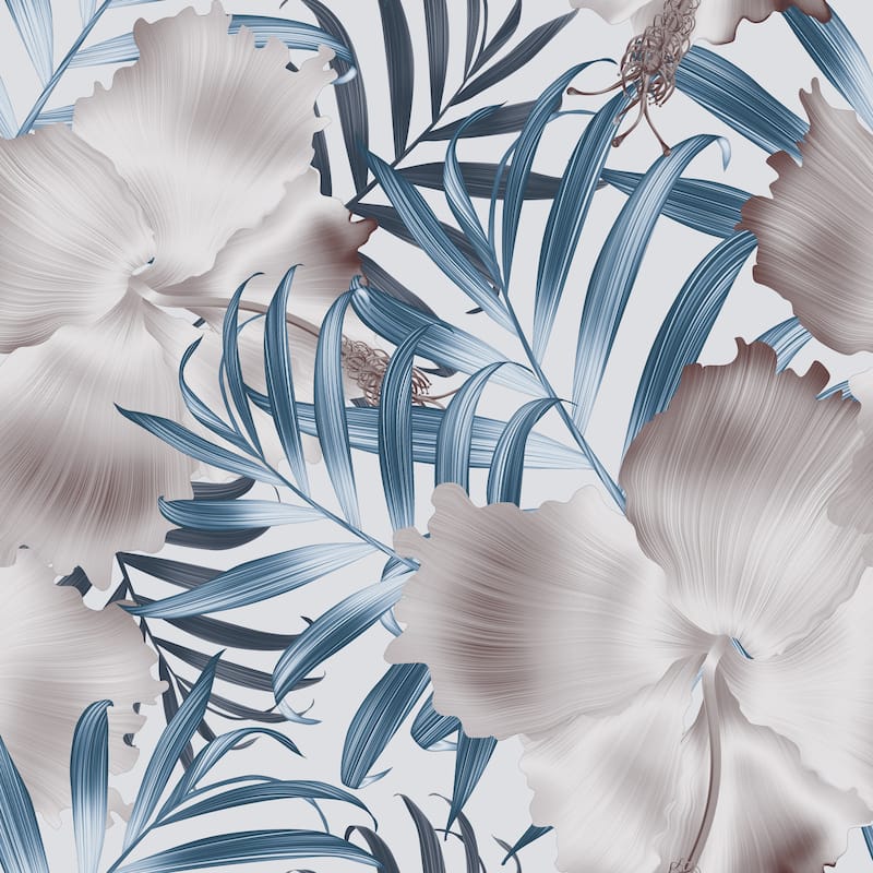 Thunder Floral Removable Wallpaper - 10'ft H x 24''inch W - 10'ft H x 24''inch W - Blue