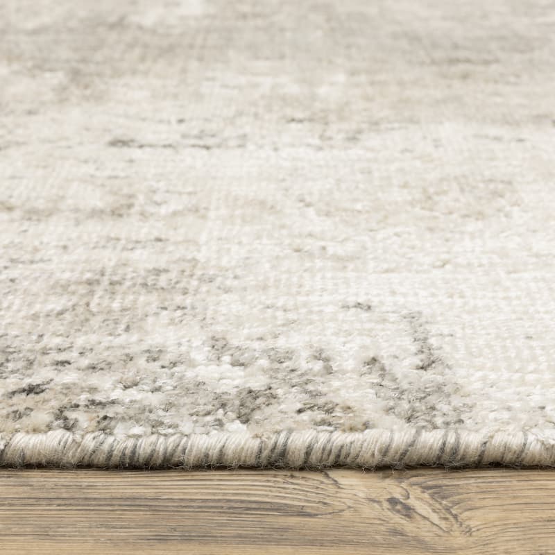 Somerset Textured Abstract Grey/ Beige Hand-made Wood Blend Area Rug