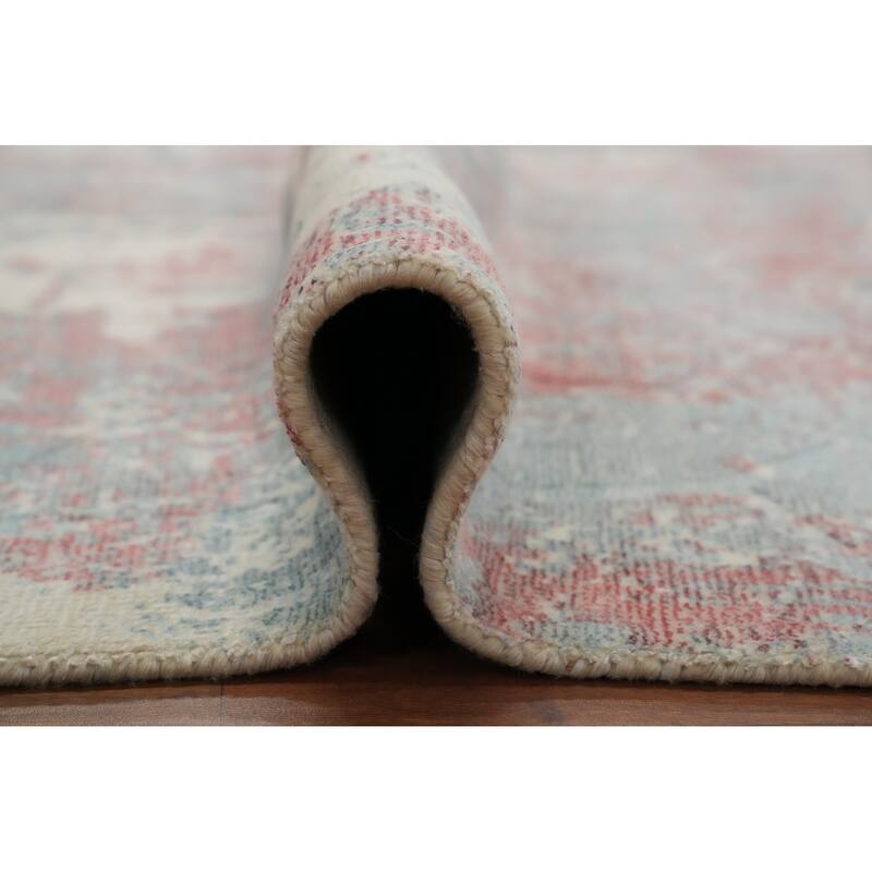Hand Knotted Oriental Viscose Silk Carpet Modern Abstract Multi-Colored Abstract Area Rug - 9' 3'' X 6' 6''