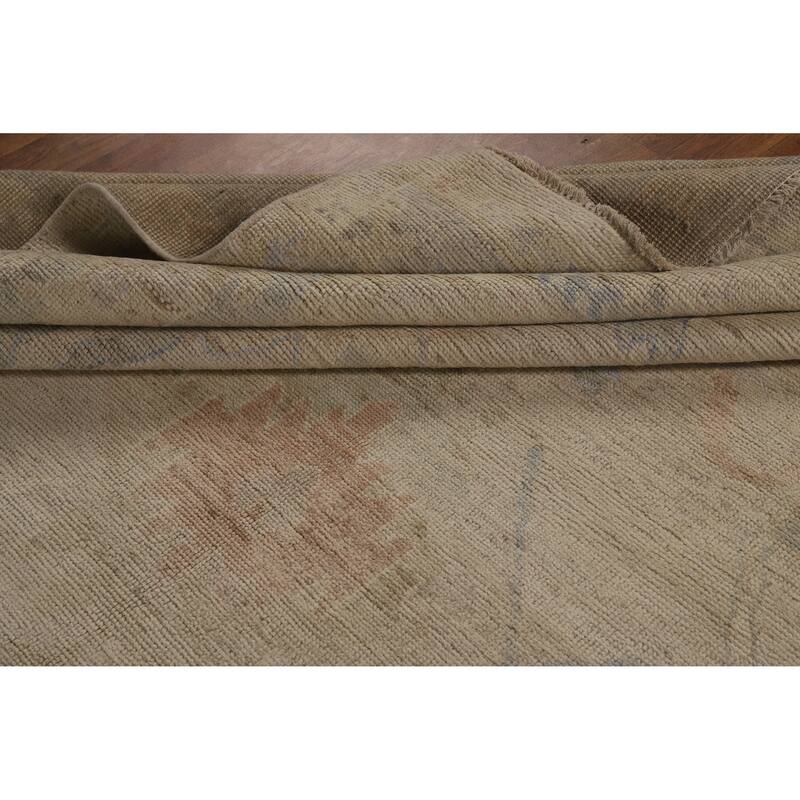 Floral Vegetable Dye Oushak Turkish Ug Handmade Wool Carpet - 8'10"x 12'0"