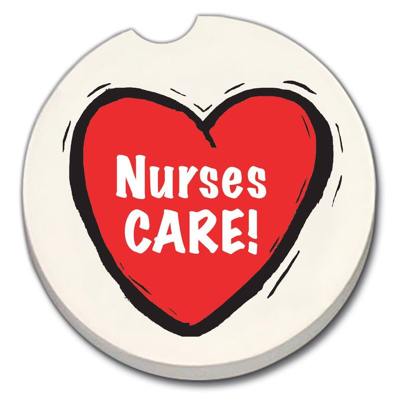 Counterart Absorbent Stoneware Car Coaster, Nurses Care, Set of 2 - 2.5