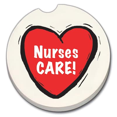 Counterart Absorbent Stoneware Car Coaster, Nurses Care, Set of 2 - 2.5