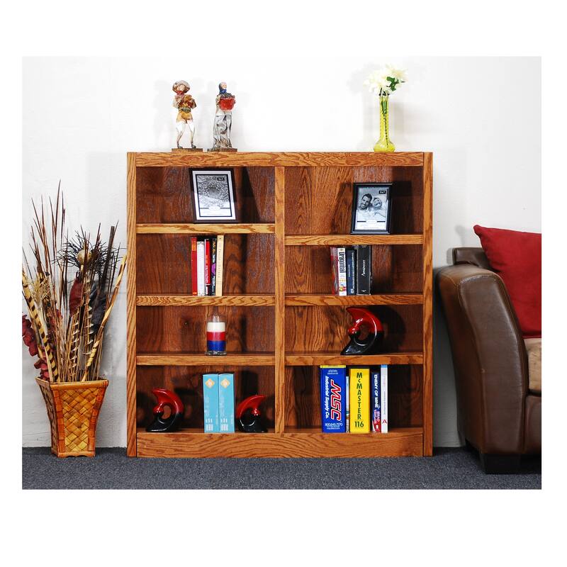 Concepts in Wood Double Wide Wood Bookcase, 8 Shelf, 48 inch Tall