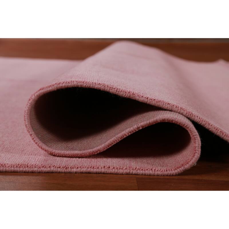 Hand Knotted Oriental 100% Wool Carpet Modern Solid Pink Gabbeh Area Rug - 9' 2'' X 6' 2''