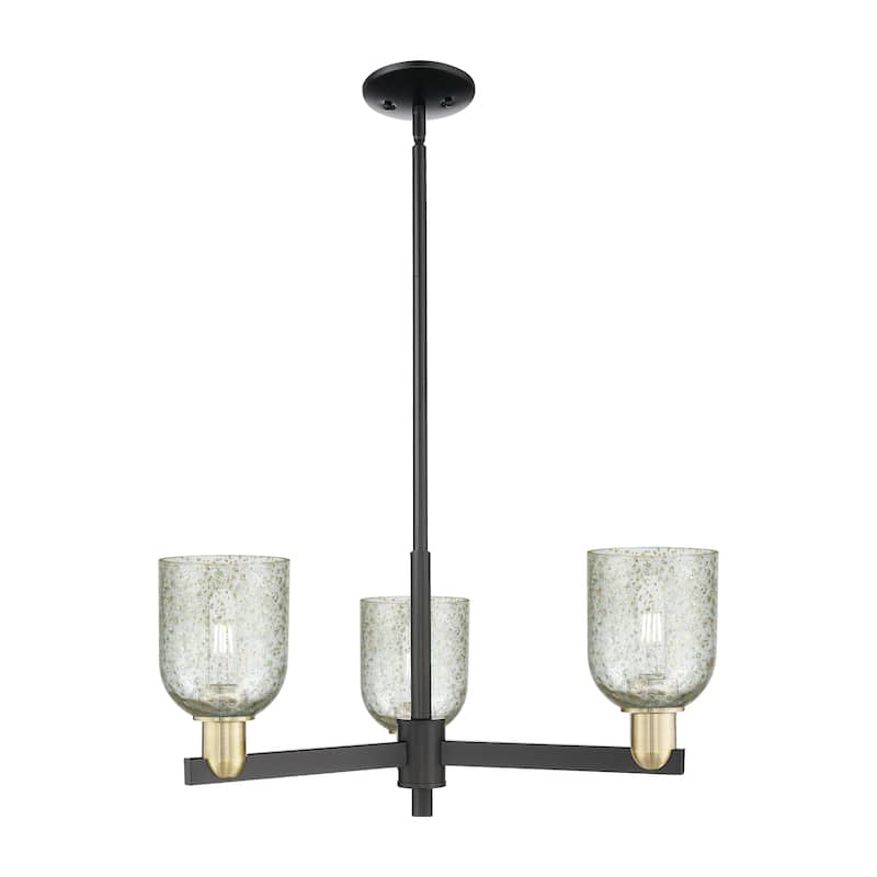 Innovations Lighting Endless Possibilities Arcadia - Caledonia - 3 Light 27" Stem Hung Chandelier with Mica Shade - Black Antique Brass/Mica