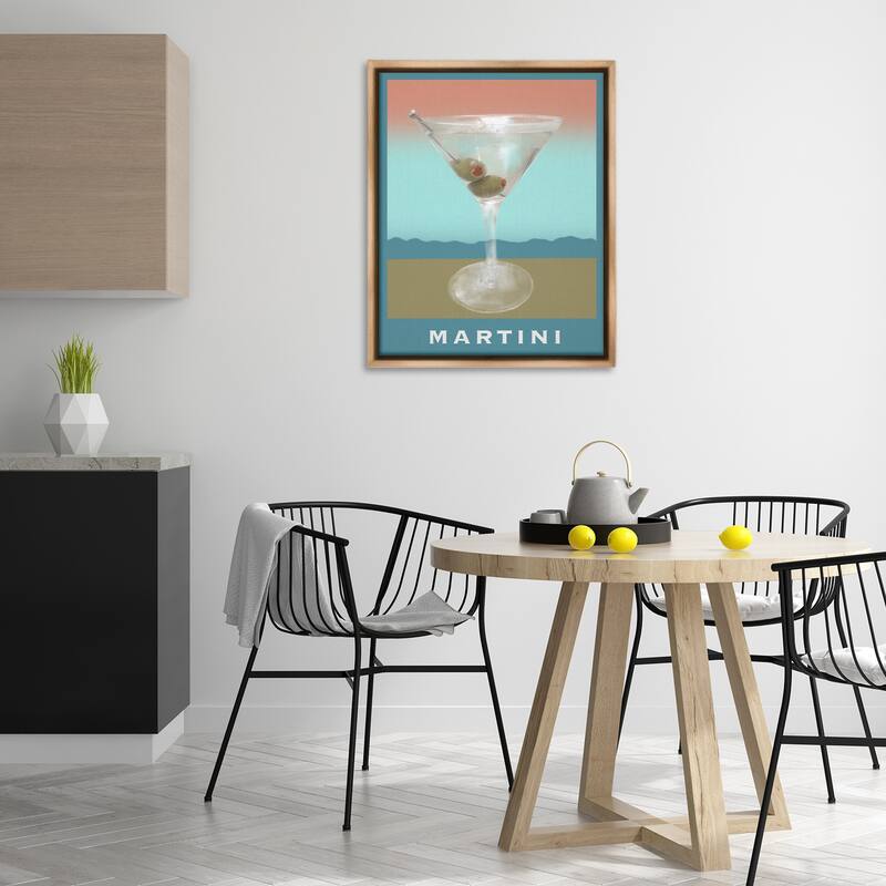 Stupell Martini over Muted Tones Framed Floater Canvas Wall Art Design By Matthew Piotrowicz