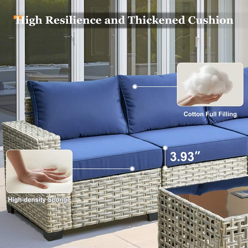 XIZZI 9-piece Outdoor Wicker Patio Furniture Set with Swivel Chairs