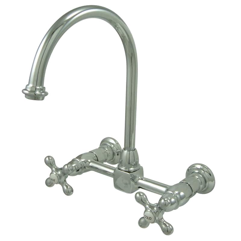 Kingston Brass Restoration Wall Mount Bridge Kitchen Faucet - Polished Chrome