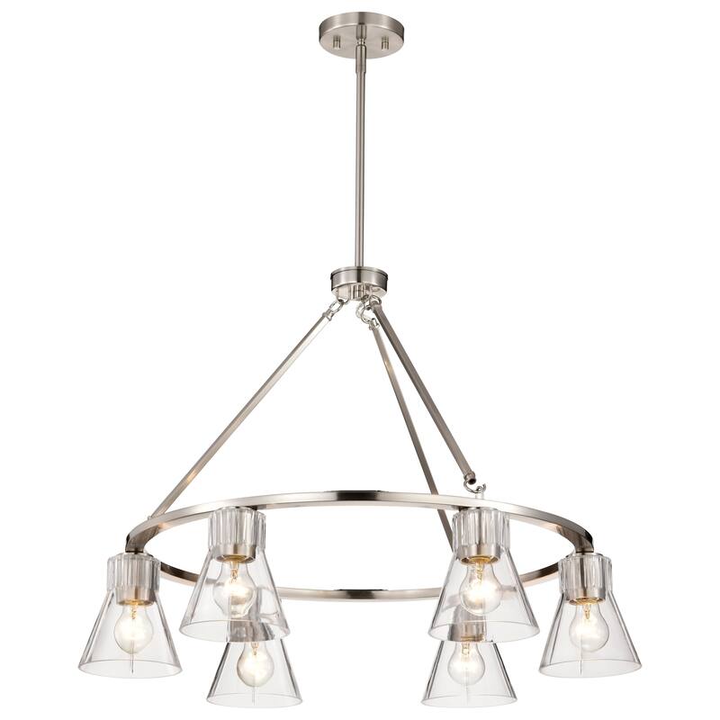 Gianna 6 Light Chandelier Brushed Nickel Finish Clear Glass - Brushed Nickel