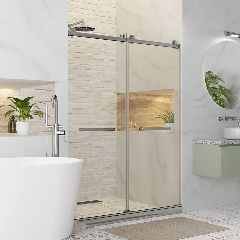 Fine Fixtures Frameless Clear Sliding Bathroom Shower Door