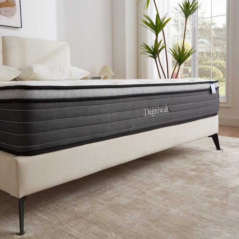 10Inch Boxed Hybrid Mattress with Gel Memory Foam and Individual Pocketed Coils, Full/Queen/King