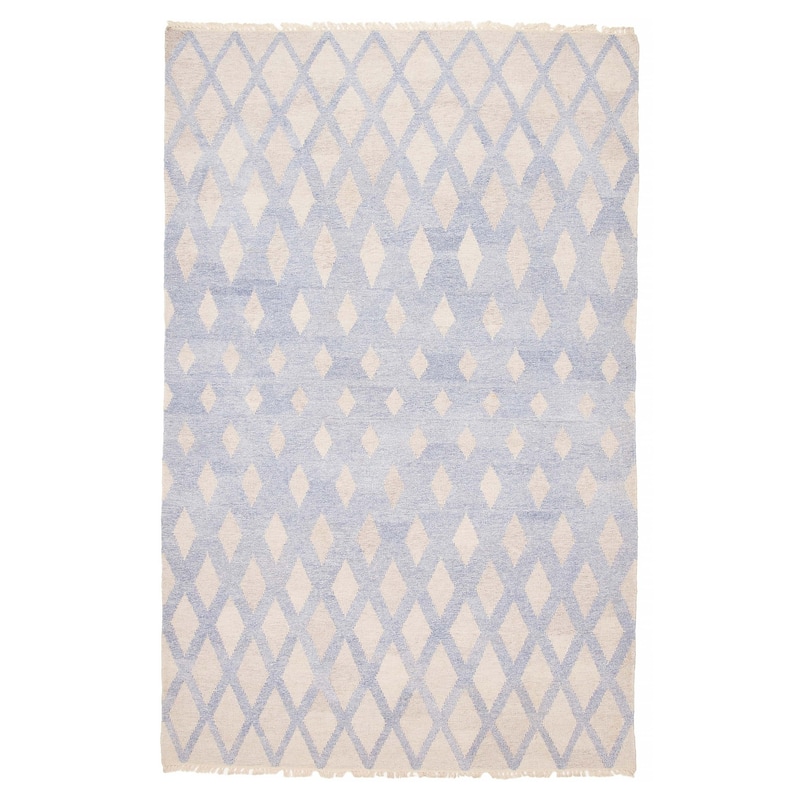 ECARPETGALLERY Flat-Weave Ankara FW Dark Baby Blue Wool Kilim - 4'11 x 8'1 - Dark Baby Blue - 4'11 x 8'1