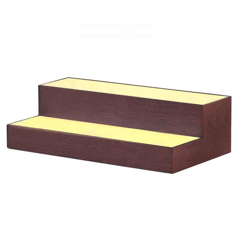 Multi-Color Acrylic and Pine Wood 2-Tier Wine Display Shelf with LED Lighting and Remote Control