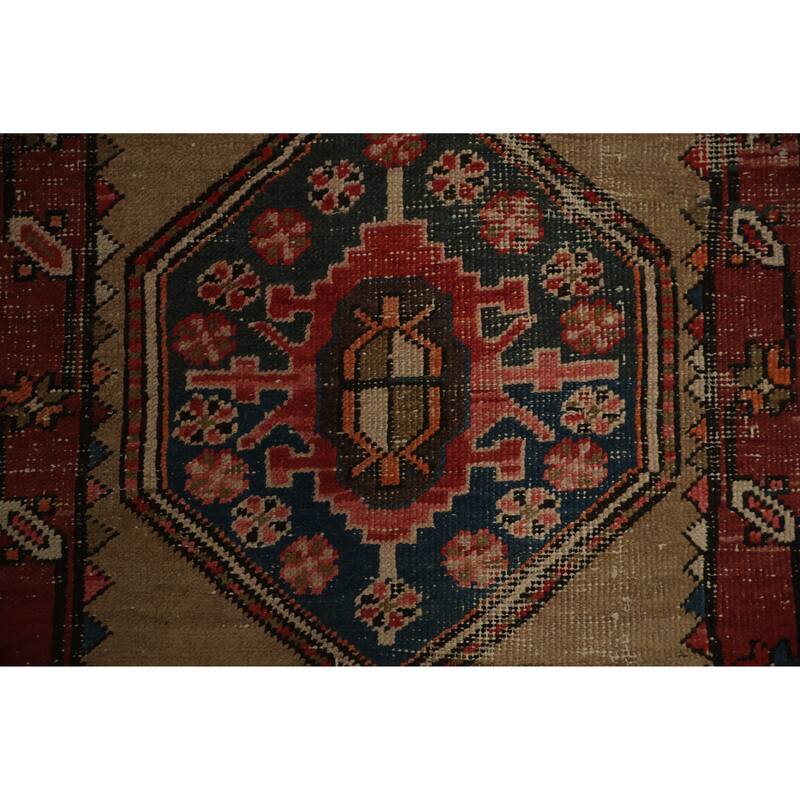 Hand Knotted Oriental 100% Wool Carpet Traditional Geometric Beige & Ivories Sarab Runner Rug - 12' 6'' X 2' 9''