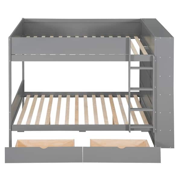 slide 2 of 16, Elegance Design Full over Full Bunk Bed with 2 Drawers and Multi-layer Cabinet Gray