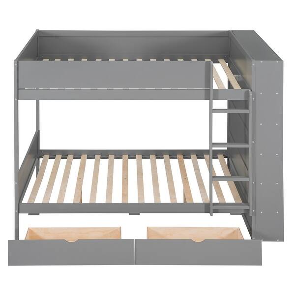 slide 2 of 13, Gray Full Over Full Size Bunk Bed w/ 2 Drawers and Multi-Layer Cabinet Gray - Full