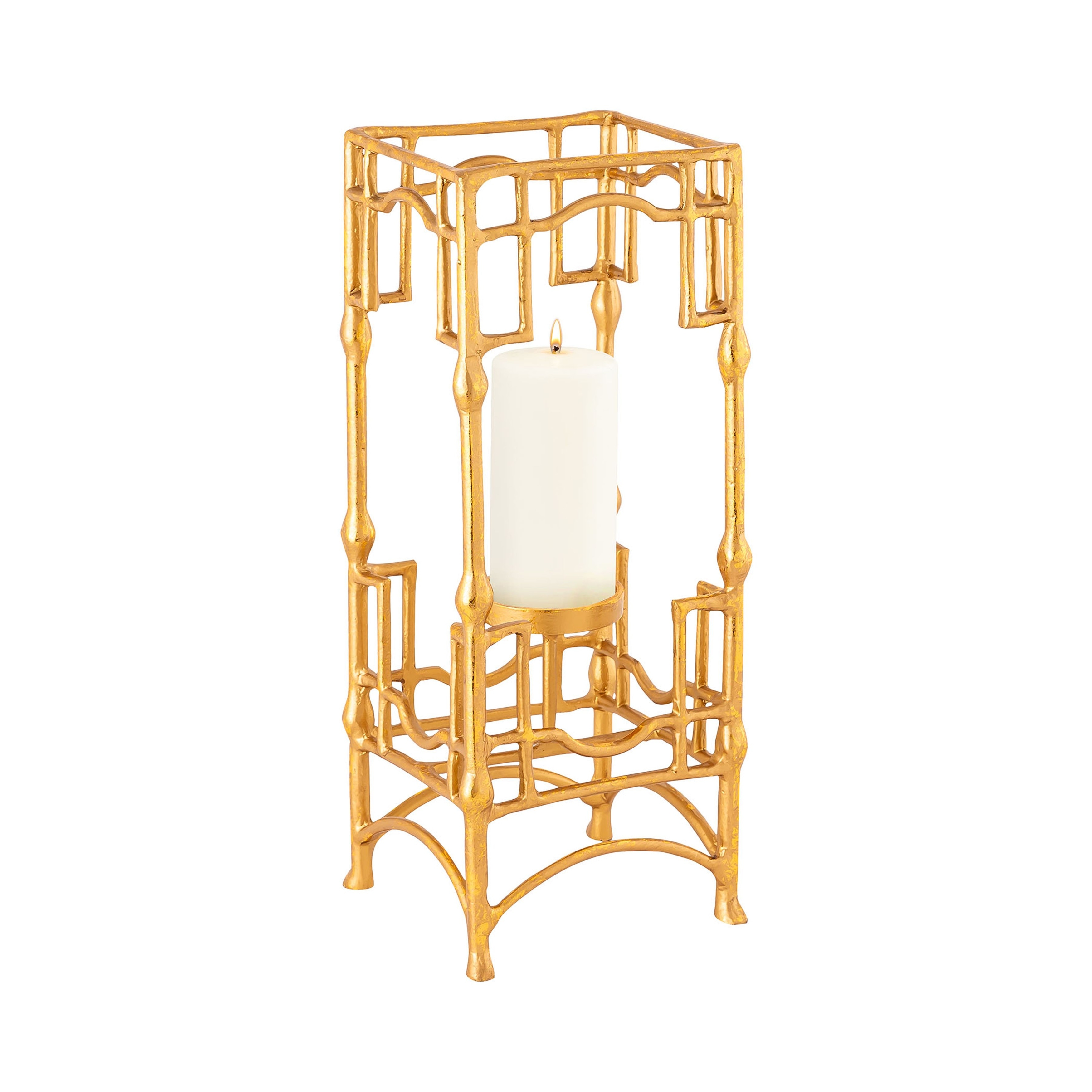 Atlas Barnaby Gold Metal Pillar Candle Holder - 19 inch H