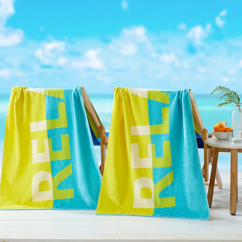 Linery & Co. 100% Cotton Jacquard 2 Pack Summer Beach Towels
