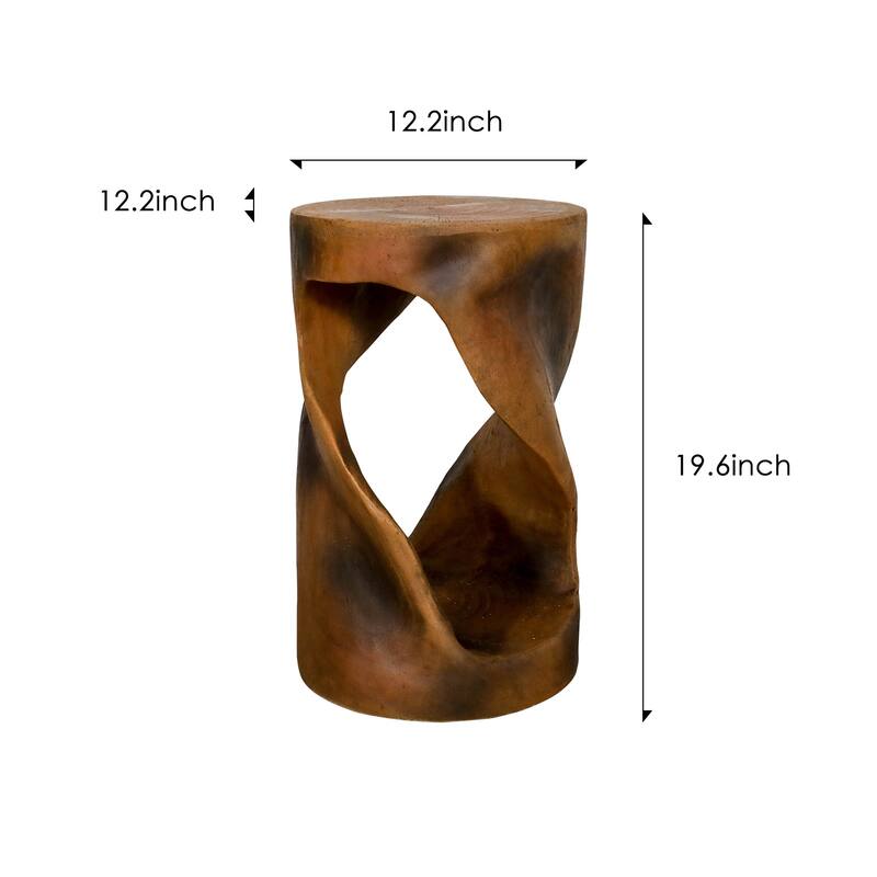 Modern Pedestal Table 19.6" H Sculptural End Table with Spiral and Open-Center Design for Home, Garden, Patio, Porch, Yard Decor
