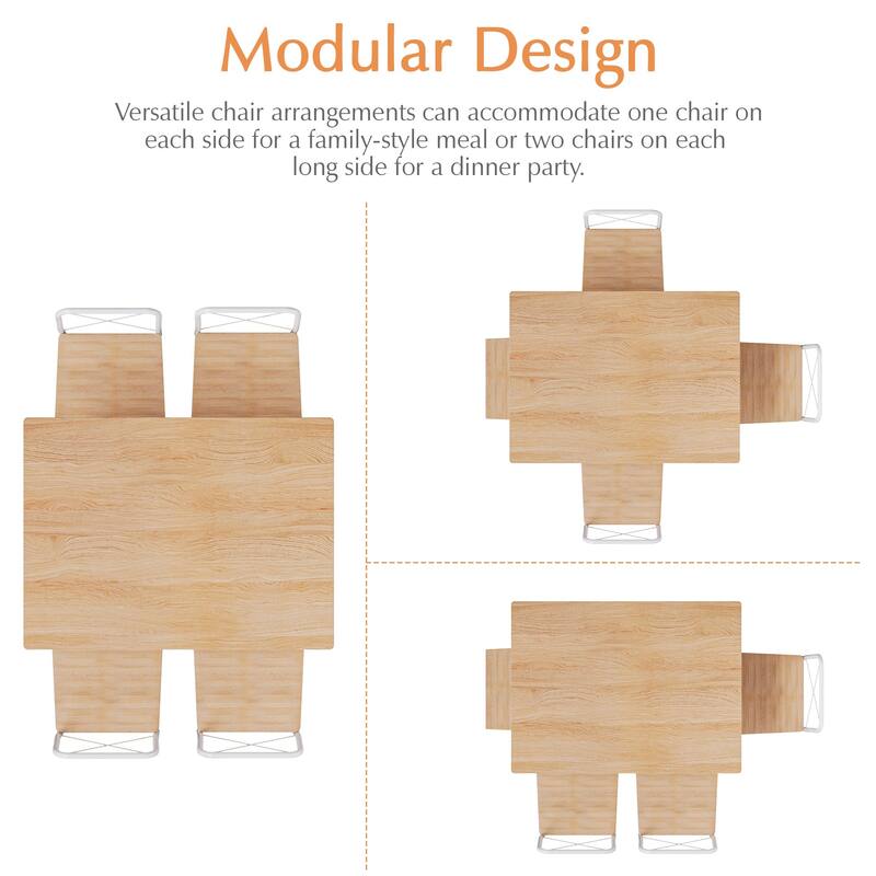 VECELO 5-Piece Dining Table Set with 4 Chairs, 42"Kitchen Table & Chairs Set, Dining Room Table with Metal Frame & MDF Board