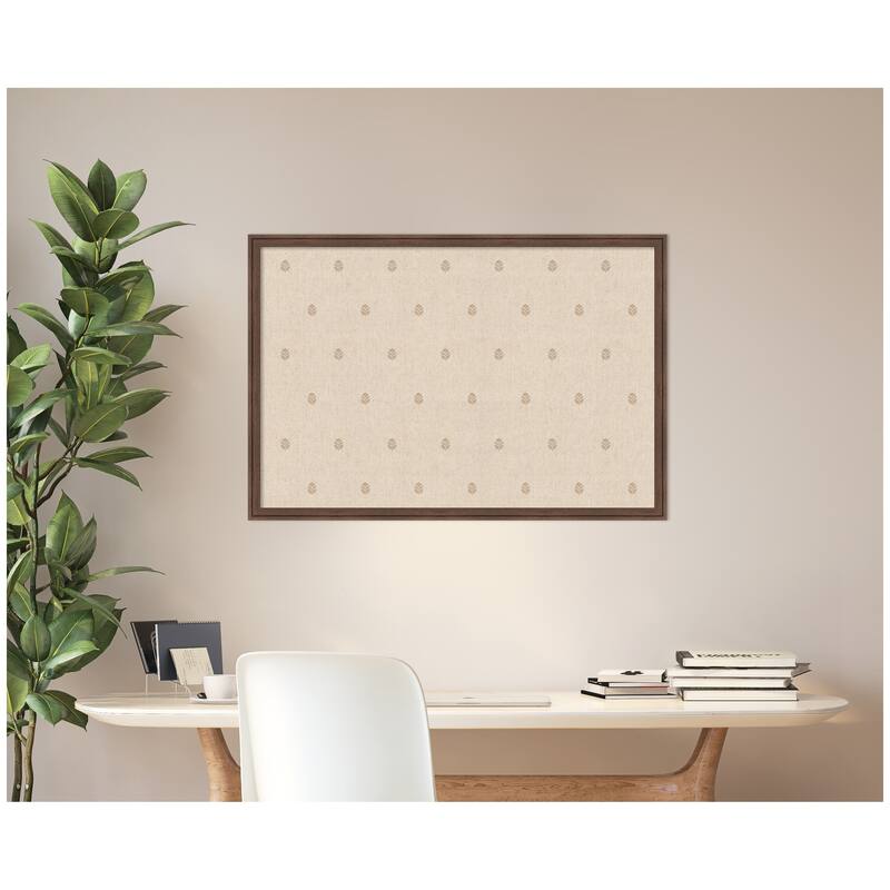 Kate and Laurel Pinboard Beige Botanical Block Print