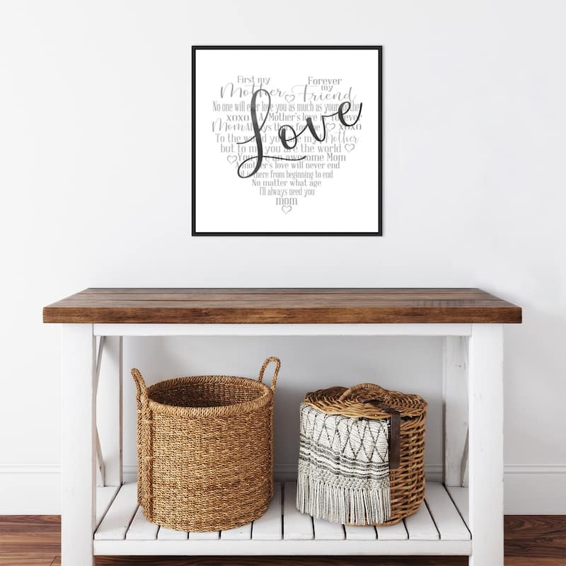 Mother's Day Heart Love by Cynthia Coulter Framed Canvas Art - 22 x 22-inch
