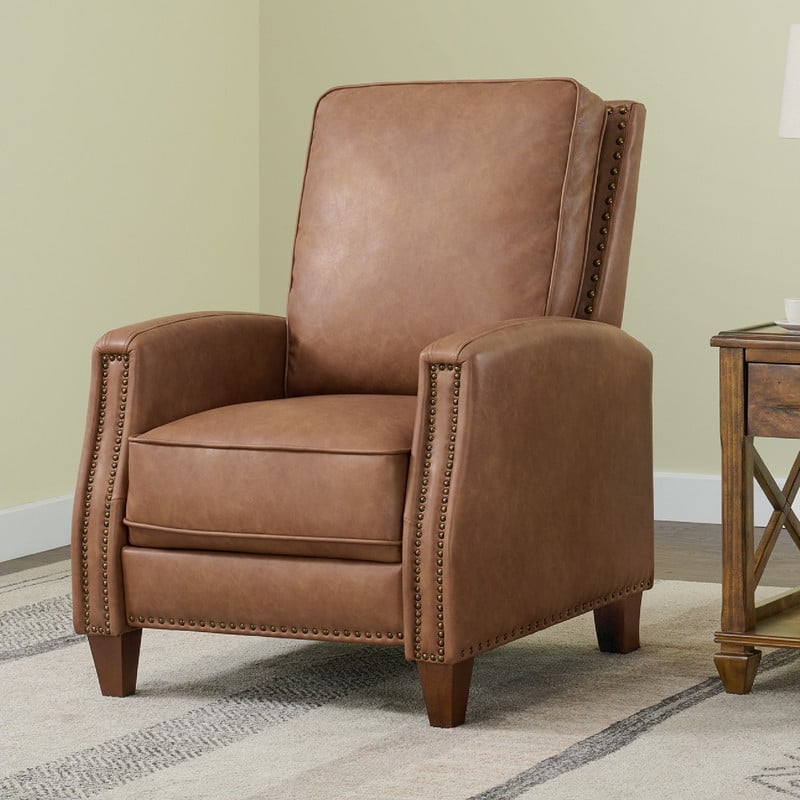 Spruce & Spring Alston Push Back Recliner Chair with Nailhead Trims for Living Room