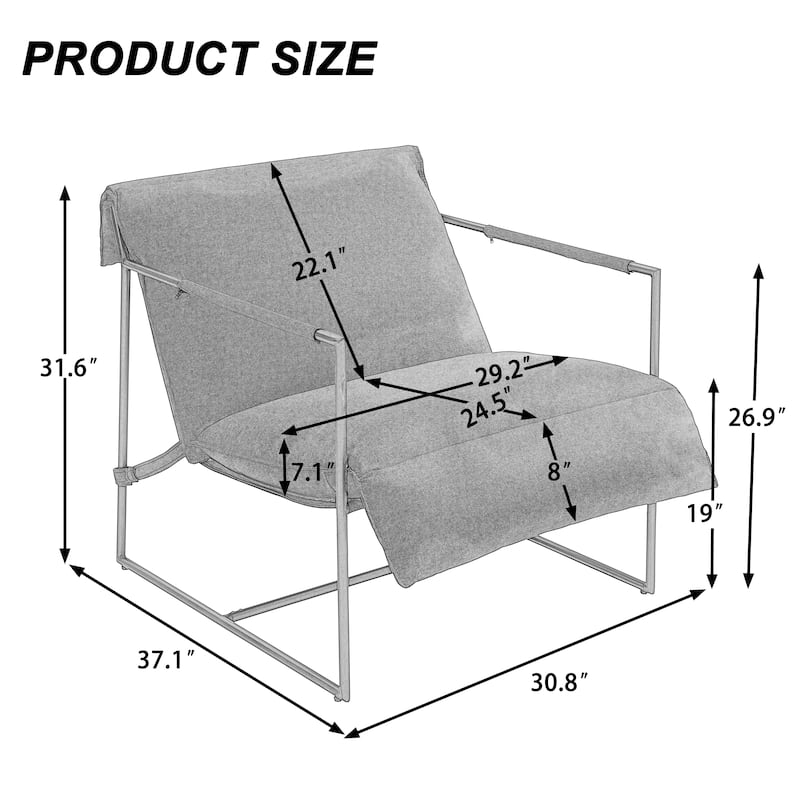 Fabric Armchair Metal Framed Sling Accent Chair