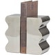 preview thumbnail 2 of 4, Silver Aluminum Metal Wave Inspired Decorative Bookends (Set of 2)