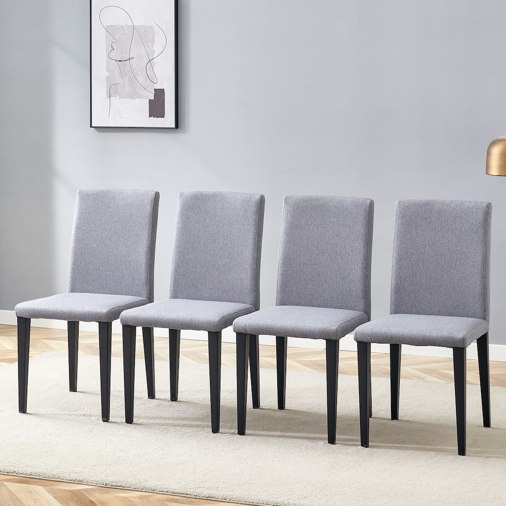 4 Light Gray Linen-Cotton dining chairs, simple and versatile, comfortable and accompanied