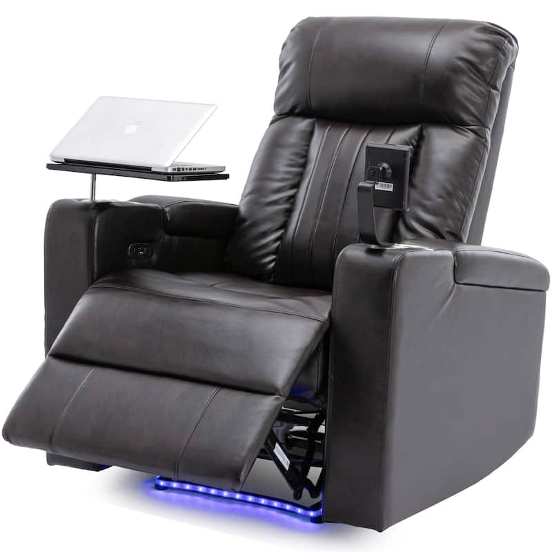 Premium Power Recliner with Storage Arms, Cupholders, Swivel Tray Table and Cell Phone Stand