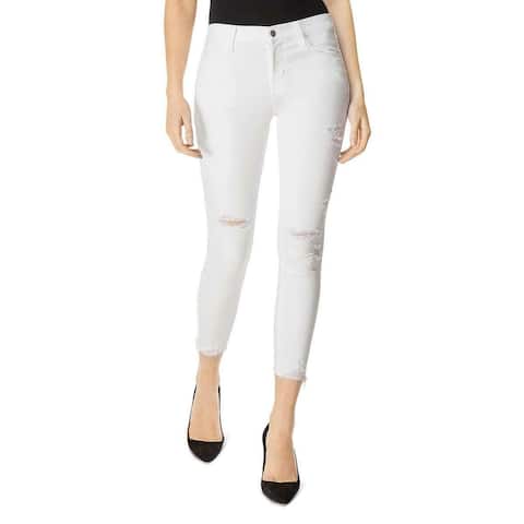 J Brand Womens Jeans White Size 31 Skinny Distressed Crop Stretch