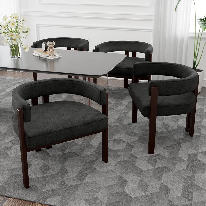 Set of 2 Modern Teddy Upholstered Accent Chairs, Open Back Barrel Dining Chair for Living Room & Bedroom