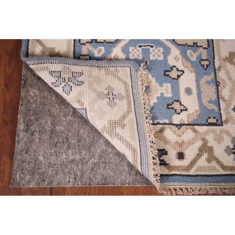 Blue Oushak Indian Runner Rug Hand-Knotted Wool Carpet - 2'6"x 8'1"