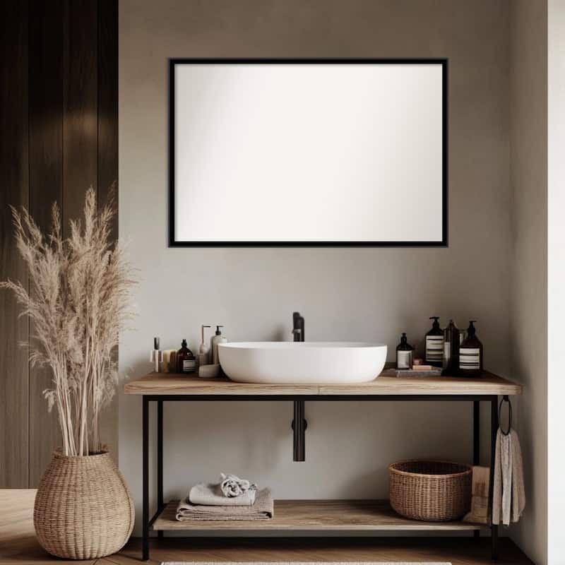 Incline Non-Beveled Wood Framed Bathroom Vanity Wall Mirror