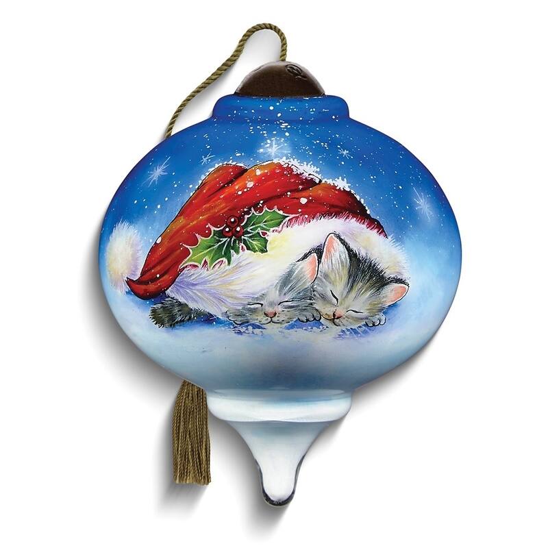 Curata Cuddling Kittens By Sarah Summers Hand-Painted Glass Ornament