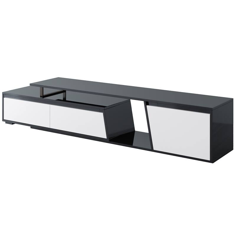Minimalist Rectangle Extendable TV Stand, TV Cabinet with 2 Drawers and 1 Cabinet