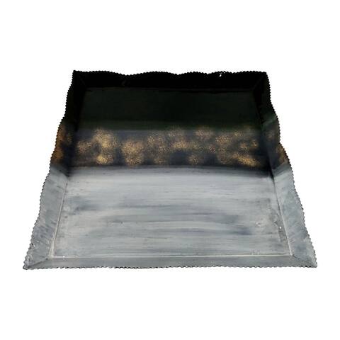 Sagebrook Home Metal, 18" Tricolored Tray, Multi, Rectangle, 2"H, Ombre - 18.0" x 18.0" x 2.0"