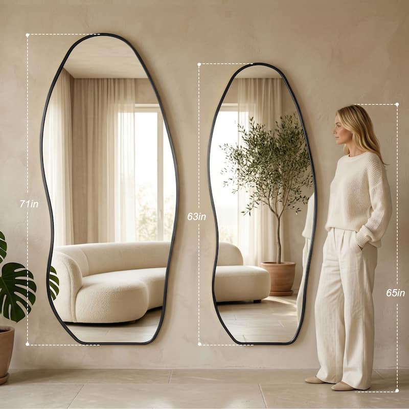 Metal Irregular Full Length Floor Mirror Freestanding Mirror Wall Mounted