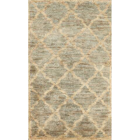 Trellis Contemporary Oriental Area Rug Hand-knotted Office Carpet - 2'10" x 4'9"