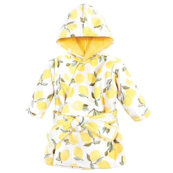 slide 1 of 1, Hudson Baby Infant Girl Mink with Faux Fur Lining Pool and Beach Robe Cover-ups, Lemon 0-6 Months - Lemon